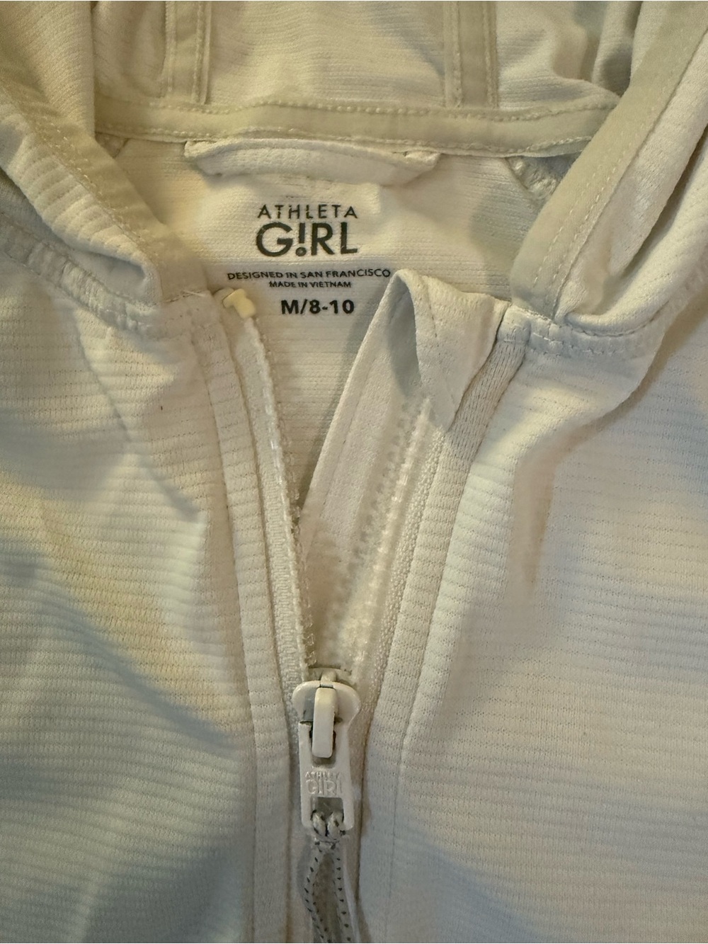 Athleta Girl White Zip UPF Hoodie, M